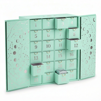 Boîte de calendrier de l'avent vide personnalisée, double porte, en carton rigide, 24 tiroirs, boîte cadeau compte à rebours pour cosmétiques, bijoux, impression de logo personnalisée