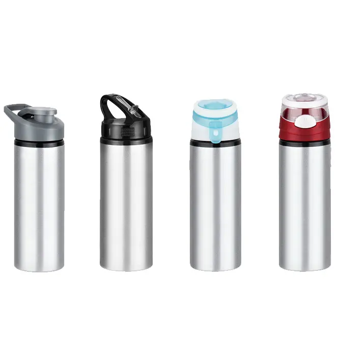 fashion aluminum sport water bottle with straw with screw lid 500ml 750ml custom logo wholesale