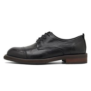 Zapatos de Cuero para Hombre, Estilo Casual de Negocios, Punta Cuadrada, con Cordones, Transpirables y Ligeros, de Cuero Genuino, Tendencia 2025 - Product Image 4