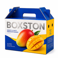 Op maat bedrukte golfkartonnen mango verpakking met handvat voor de verzending en groothandel van verse producten