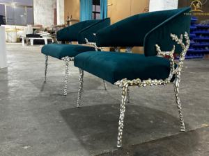 Sedie <span class=keywords><strong>da</strong></span> <span class=keywords><strong>Pranzo</strong></span> di Lusso in Ottone, Sedie Moderne per Salotto di Club e Villa di Alta Gamma, Sedie con Struttura in Ottone - Product Image 4