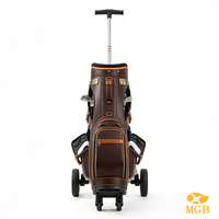 Sac de golf personnalisé avec fermeture éclair étanche, sac de golf professionnel premium en PU avec cadre externe et roulettes