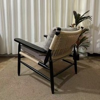 Ensemble de fauteuils modernes confortables en bois massif faits à la main, sièges ergonomiques pour salon, chambre, extérieur, bureau à domicile, hôtel, villa