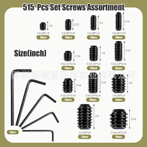 Black Hex <b>Socket</b> Head <b>Screw</b> Set 515Pcs With Allen Wrench For Standard Use Carbon Steel Class 12.9 - Product Image 3