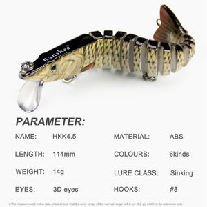 Leurre de pêche en plastique ABS, leurre coulant multi-segmenté pour nageurs, leurre de pêche articulé en tissu, vente en gros - Product Image 5