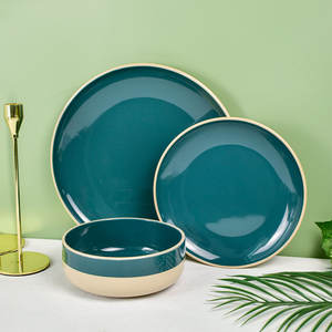 Juego de Platos y Tazones Redondos <span class=keywords><strong>Soho</strong></span> con Esmalte de Color Verde Oscuro, 18 Piezas, para 6 Personas, Vajilla de Cerámica - Product Image 1