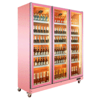 Refrigerador Comercial Vertical con Puertas de Vidrio Antivaho, Enfriador de Bebidas con Sistema de Enfriamiento por Aire sin Escarcha
