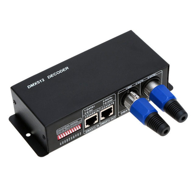 4 Channel Digital Display DMX Decoder DMX512 LED Controller Driver DC 12~24V for RGBW LED Strip or Lights