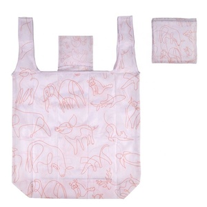 Sac à provisions en polyester 190t pliable recyclé Sac d'épicerie pliable réutilisable - Product Image 1