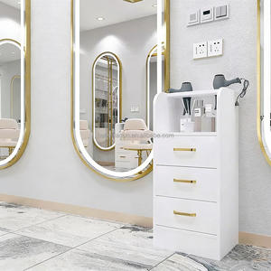 Mueble de Almacenamiento para Salón de Belleza y <span class=keywords><strong>Barber</strong></span>ía con Soporte para Secador de Pelo - Product Image 1