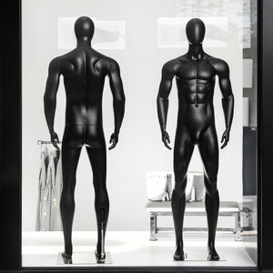 Maniquíes Masculinos NIP-B en Posición <span class=keywords><strong>de</strong></span> Pie, Maniquíes Masculinos Negros <span class=keywords><strong>de</strong></span> Plástico para Exhibición en Vitrinas, Cuerpo Completo para Exhibición <span class=keywords><strong>de</strong></span> Ropa - Product Image 1