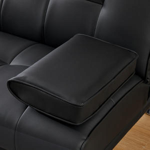 เตียงโซฟาหนังเทียมพับได้ทันสมัยแปลงสภาพได้สำหรับห้องนั่งเล่น (สีดำ) - Product Image 3