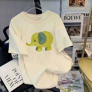 เสื้อยืดผู้หญิงผ้าฝ้ายสำหรับฤดูร้อน ทรงหลวม ไซส์ใหญ่ แขนครึ่งตัว ลายการ์ตูน ระบายอากาศได้ดี เสื้อยืดลำลองแขนสั้นสำหรับผู้หญิง - Product Image 5