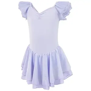 Maillot de <span class=keywords><strong>Ballet</strong></span> Largo <span class=keywords><strong>Rosa</strong></span> para Niña, <span class=keywords><strong>Vestido</strong></span> con Mangas de Malla de 2 Capas, Disfraz de Danza de Algodón, Tutú de Entrenamiento y Faldas, Trajes de Gimnasia - Product Image 5