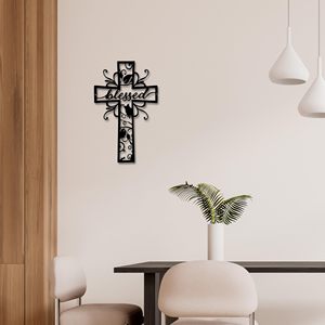 Croci da <span class=keywords><strong>Parete</strong></span> Cristiane per Arredamento Casa - Croce in Metallo Premium, Elegante Decorazione Spirituale da <span class=keywords><strong>Parete</strong></span> con Design Senza Tempo - Benedetta - Product Image 4