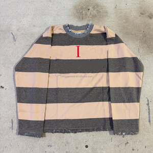 Chemises pour hommes personnalisées OEM/ODM, style streetwear, imprimé lettres, rayées, manches longues, décontractées, amples - Product Image 1