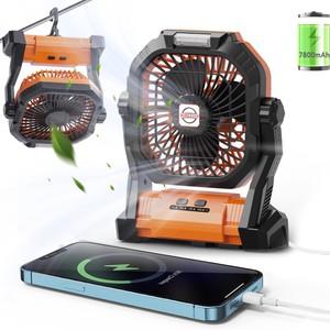 Ventilateur de camping portable 5,5 pouces rechargeable par USB 5200 mAh avec moteur sans balais, lumière et batterie externe pour usage extérieur - Product Image 5