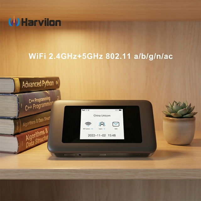 Harvilon 5G Hotspot WiFi Router SIM Slot WiFi 6 QoS 5000mAh Battery Outdoor Travel VoIP WEP