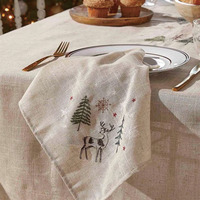 Serviette de table moderne faite à la main monogramme brodé tissu de lin blanc 100% lin dîner Restaurant nappe technique ourlet