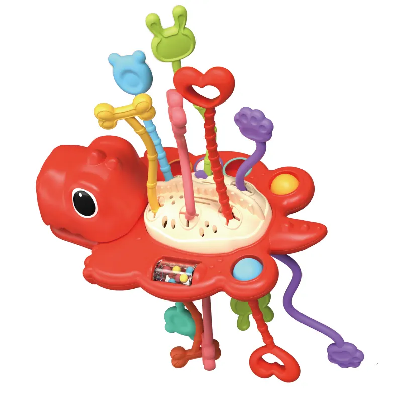 QS Montessori bébé jouets tirer chaîne activité Silicone Stimulation dinosaure Animal coloré jouets sensoriels pour les tout-petits 18 mois