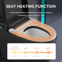 Meilleures ventes : WC intelligent en céramique noire, à siphon et jet, à poser au sol, avec siège chauffant, double chasse, séchage à l'air et télécommande