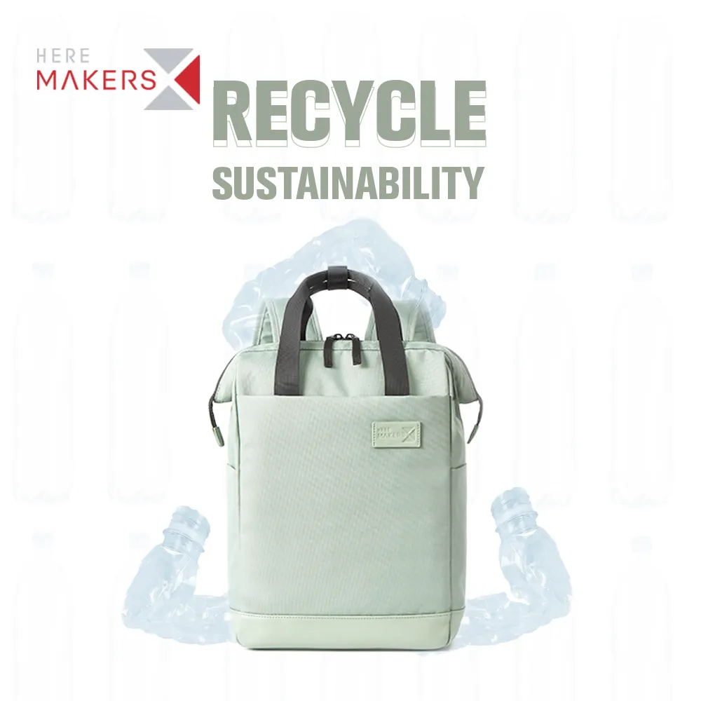 Mochila de tela reciclada personalizada para hombre, bolsa de viaje impermeable, ecológica, para ordenador portátil