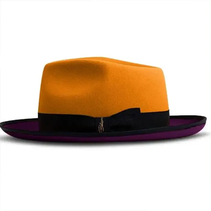 purple Orange Fedora <b>Hat</b> With Black <b>Band</b> Unisex Adult 56-58CM Four Seasons Casual European Style Wool Material - Product Image 1
