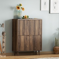 Meuble à chaussures pliable minimaliste et moderne pour salon, entrée de maison, couloir, en bois massif, avec rangement et présentoir