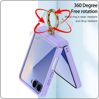 Coque de téléphone antichoc pliable pour Samsung Galaxy Z Flip 8 7 6 5, en PC, avec anneau métallique et support anneau au design métallique