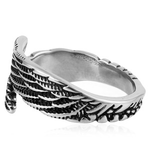 yunnique Feather <b>Ring</b> Wings Open Design Steel Color Unisex Fashion Jewelry Gift - Product Image 4