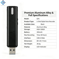 Mini enregistreur espion en forme de cœur Q16 avec format WAV, stylo d'enregistrement vocal USB, enregistrement en un clic