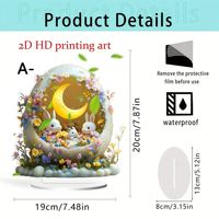 Decoración de Escritorio con Diseño Art Deco Plano 2D Transfronterizo, Marca Daoge, Conejito Adorable, Resistente al Agua y al Desgaste, Modelo de Aniversario F329