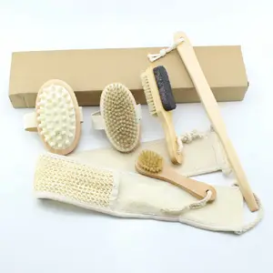 Fertige Produkte Natural Full Bath Brush Set Dusch körper Massage Pinsel Werkzeug Dusche Natural Loofah Dusche Massage Bad Tool Set