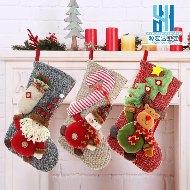 Christmas Gifts for Ladies Christmas Tree Decorations Creative Socks Baby Children Red White Pink Green Santa Claus Deer Snowman