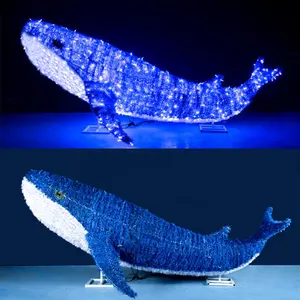 Factory Outdoor Waterproof IP65 Ramadan 3d whale fish Motif Decorations Muli Color Led Christmas light