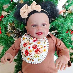 Poupée Reborn réaliste mignonne et tendance, jouet à faire soi-même, fille afro-américaine, poupée noire - Product Image 3