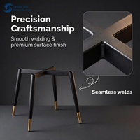 Chaise de salle à manger pivotante moderne en métal en forme de croix, avec pieds noirs et dorés, base rembourrée pour cuisine, chambre, fabrication de chaises DIY