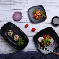 Vaisselle de restaurant incassable, assiette carrée en mélamine noire mate de 9 pouces pour servir les sushis