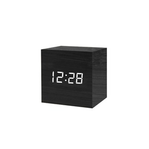 Wooden LED Digital Alarm Clock Square <b>Desk</b> Tabletop Voice Control Temperature Display USB Charging for Bedroom Office - Product Image 4