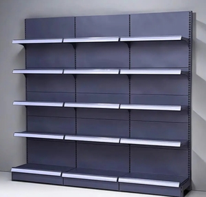 Estante de supermercado de doble cara ligero personalizado, soporte de exhibición de sistema de góndola de grano de madera para tienda de conveniencia, Material metálico - Product Image 3