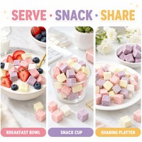 Cubes de yaourt lyophilisés aux saveurs de fruits variés : fraise, myrtille, fruit du dragon, pêche – Snack croustillant au yaourt, confiserie