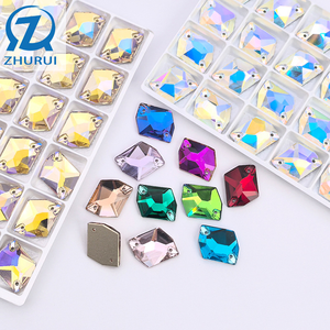 คริสตัลไรน์สโตนทรงสี่เหลี่ยมแบบหลังแบน สำหรับเย็บติด ขนาด 10x12 มม. 11x14 มม. 13x17 มม. 17x21 มม. สำหรับงานประดิษฐ์ ราคาโรงงาน ขนาดใหญ่ - Product Image 1