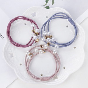 Élastiques à cheveux perlés avec perles, haute élasticité, bandeau pour femme, usage quotidien, accessoire de coiffure en corde, fabrication artisanale - Product Image 2