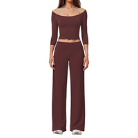 Ensemble de yoga brossé pour femmes |   Taille cintrée, contrôle du ventre et rehaussement des fesses |   Vêtements de sport ajustés et tendance pour l'extérieur et les occasions décontractées