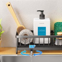Support de rangement pour évier en acier inoxydable, organisateur de comptoir de cuisine, porte-éponge, porte-brosse à récurer, support pour torchons - Offre Spéciale