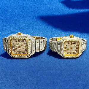 Luxury Two Tone Gold Iced Out VVS Moissanite 36MM 40MM <strong>His</strong> <strong>Her</strong> <strong>Watch</strong> Set Automatic NH35 Movement Bustdown <strong>Watch</strong> for Men - Product Image 6