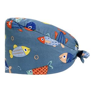 Work <b>Hats</b> Pet Shop <b>Christmas</b> New Year Scrub Caps uniform Cotton Cartoon Printing Sweat-absorbent Elastic Scrub <b>Hat</b> Beauty Salon - Product Image 6