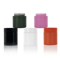 Emballage pour fleurs, pot en verre rond mat coloré de 3,5 g, 2 oz, 3 oz, 4 oz, à large ouverture, côtés droits, avec couvercle à sécurité enfant