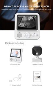 Monitor para Bebés Anicebb con 2 Cámaras, <span class=keywords><strong>Precio</strong></span> <span class=keywords><strong>de</strong></span> Fábrica, Audio Bidireccional, Pantalla <span class=keywords><strong>de</strong></span> 2.8 Pulgadas, 720P, Detección <span class=keywords><strong>de</strong></span> Sonido y Movimiento, Sirena Integrada, Visión <span class=keywords><strong>Nocturna</strong></span> - Product Image 4