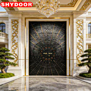 Portail <span class=keywords><strong>d</strong></span>'<span class=keywords><strong>entrée</strong></span> dynamique de luxe pour villa, en aluminium <span class=keywords><strong>d</strong></span>écoupé au laser, à double battant, activé par le vent, avec motif sculpté, en alliage, pour extérieur, sécurisé - Product Image 1